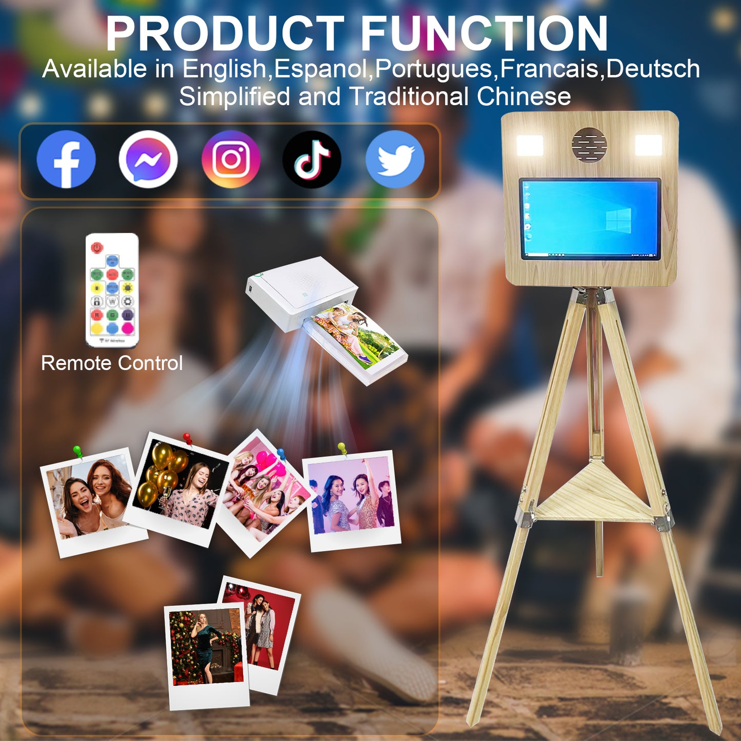 Portable Magic Mirror Photo Booth 15.6 inch Touch Screen DSLR Photobooth Machine with Flight Case for Wedding Party Rental