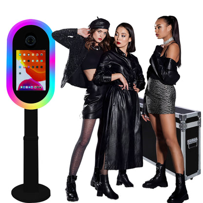 Photo Booth for iPad 10.2" 10.9" 11" 12.9" and for Camera Remote Control Flight Case 2-in-1 Portable Selfie Photobooth Stand for Party Rental Events