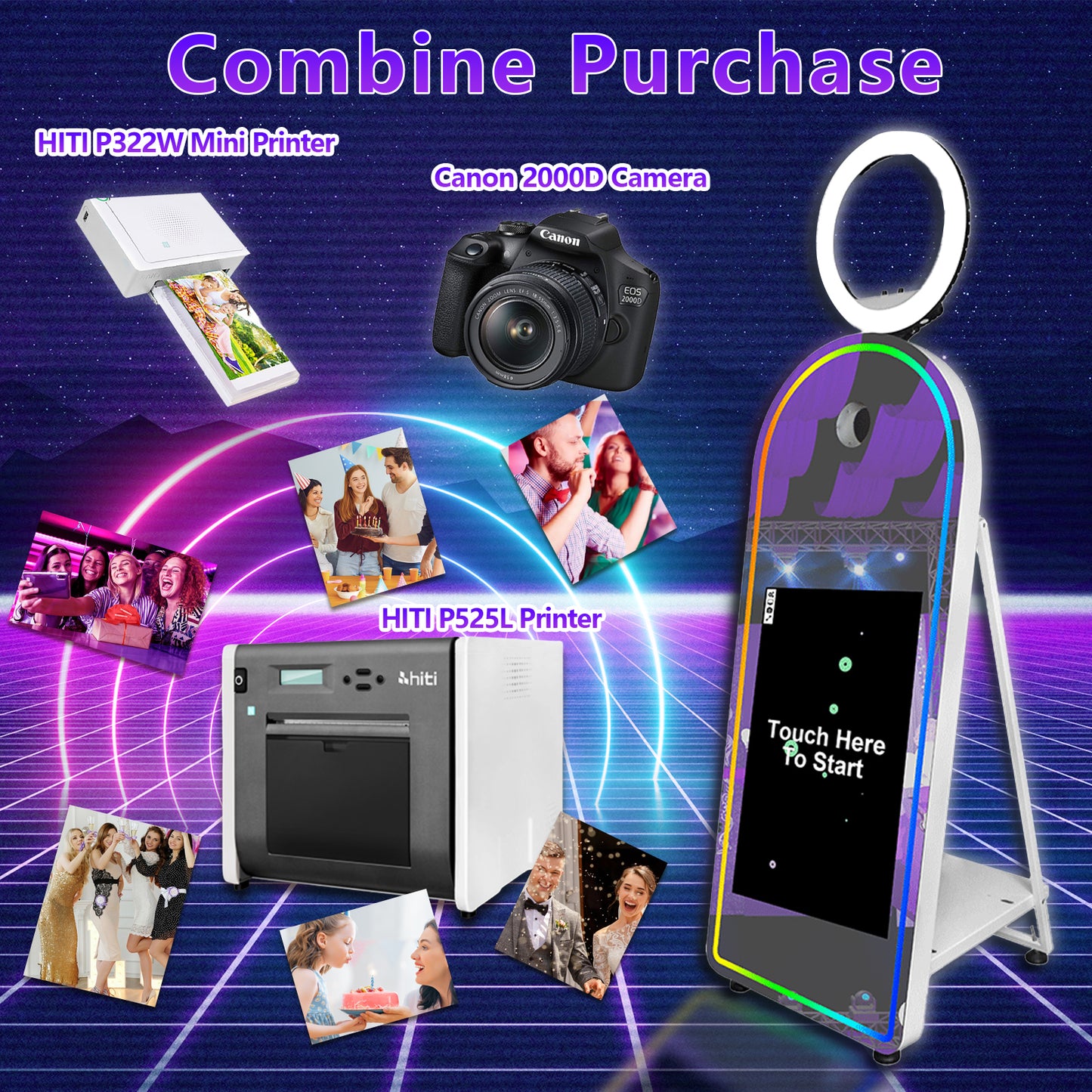 Portable 32/43 Inch Touch Screen Magic Mirror Booth Machine Flight Case Packing Mirror Photo Booth Selfie 65 Inch Photobooth for Weddings Parties Events