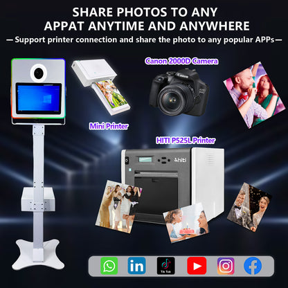 Magic Mirror Photo Booth 15.6in for Party Rental Wedding,Selfie Camera Mirror Photo Booth Built-in Mini PC RGB Light App Remote Control Portable Flight Case
