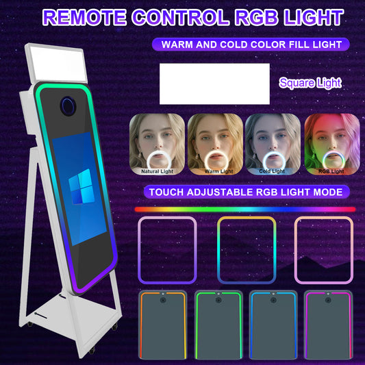 40 Inch Mirror Photo Booth Selfie LED Frame Portable Touch Screen Magic Mirror Booth Machine for Wedding Party Events