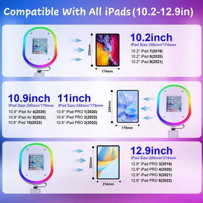 Portable Photo Booth Compatible with iPad 10.2" 10.5" 10.9" 11" 12.9" 13", APP Control Photo Booth Machine for IPad, Photo Booth Stand with RGB Ring Light for Events Parties