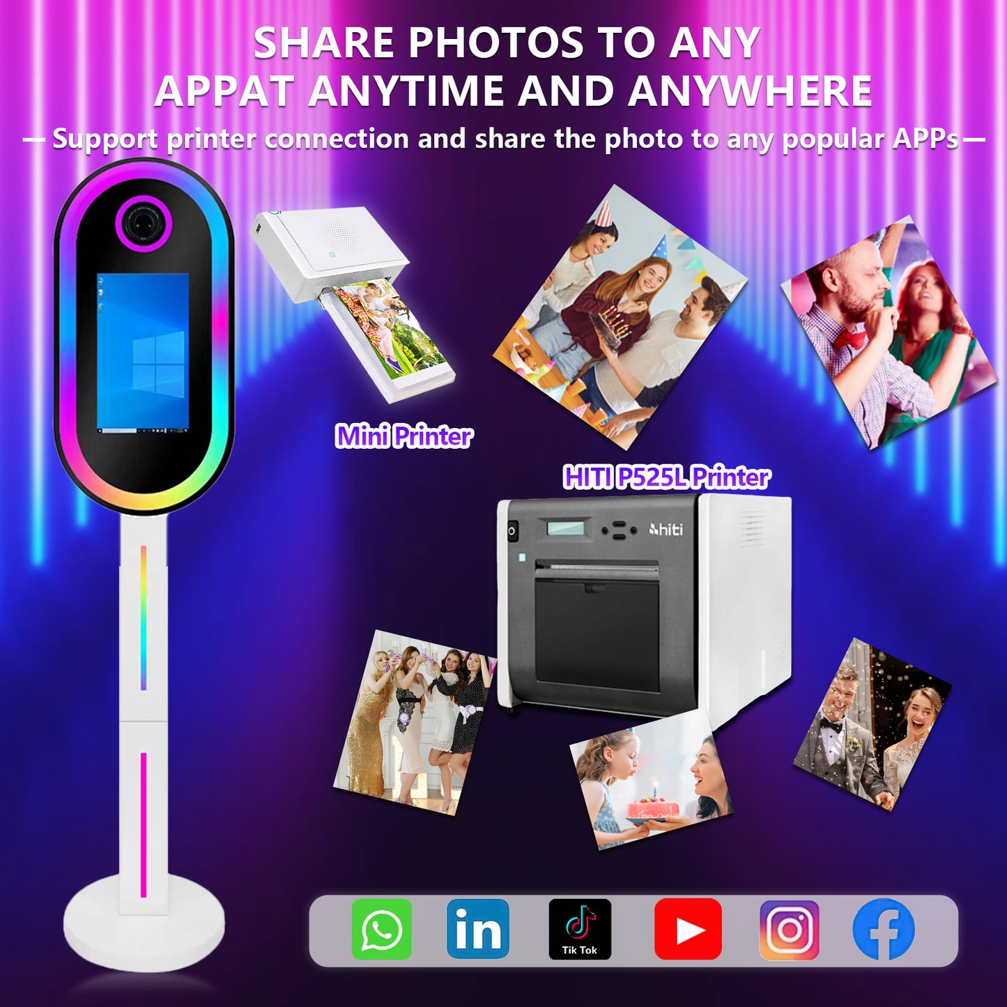 Magic Mirror Photo Booth 15.6 Inch with RGB Light, DSLR Photobooth Machine Selfie Portable Touch Screen with Flight Case for Wedding Party Events