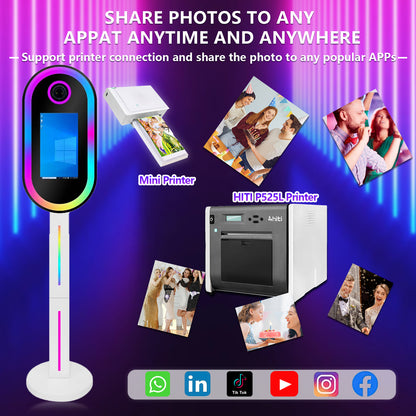 Magic Mirror Photo Booth 15.6 Inch with RGB Light, DSLR Photobooth Machine Selfie Portable Touch Screen with Flight Case for Wedding Party Events