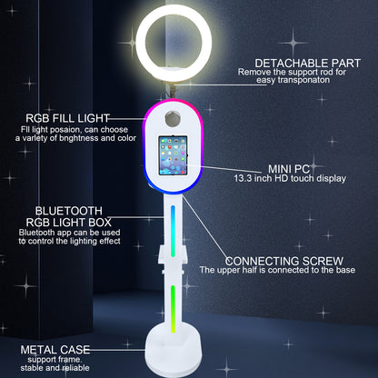 Portable Photo Booth for Ipad 10.2" 11" 12.9" APP Control Booth Shell Stand Compatible with iPad Stand Selfie Photo Booth Shell for DSLR Camera with Ring Light for Birthday Party