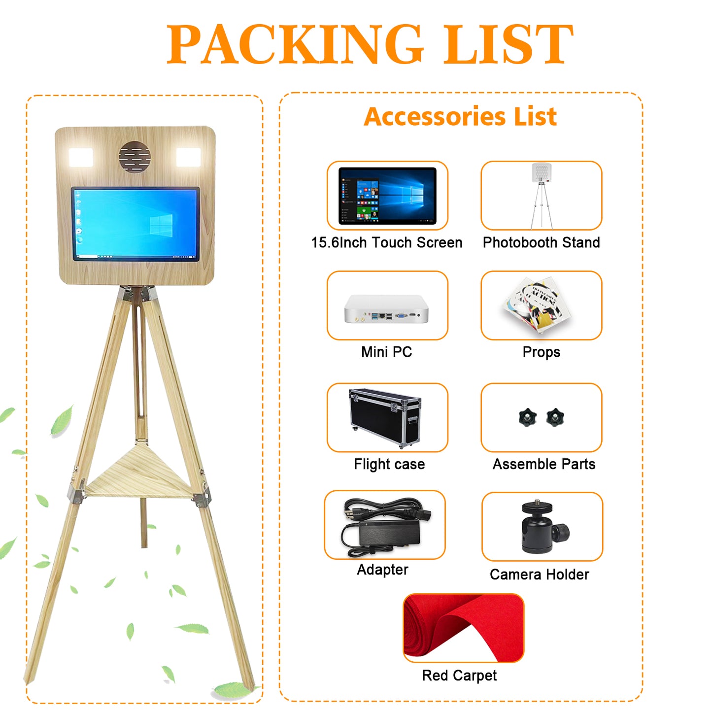 Portable Magic Mirror Photo Booth 15.6 inch Touch Screen DSLR Photobooth Machine with Flight Case for Wedding Party Rental