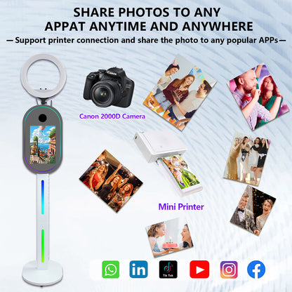 Oval Mirror Photo Booth,15.6" Touch Screen Mirror Photo Booth, Magic Mirror Photo Booth Selfie for Party Events Wedding Rental