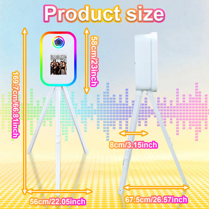 Cabina de fotos portátil para iPad de 10.2", 11" y 12.9". Control por app. Carcasa con soporte compatible con iPad. Carcasa para selfies con cámara DSLR y luz de anillo para fiestas de cumpleaños.