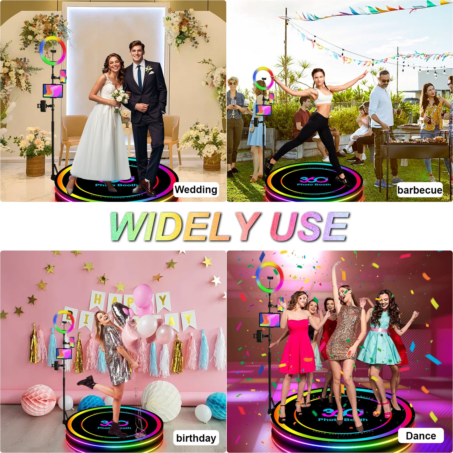 360 Photo Booth Machine for Parties with Flight Case Logo Customization Software APP Remote Automatic 360 Spin Camera Video Booth for 5-7 People