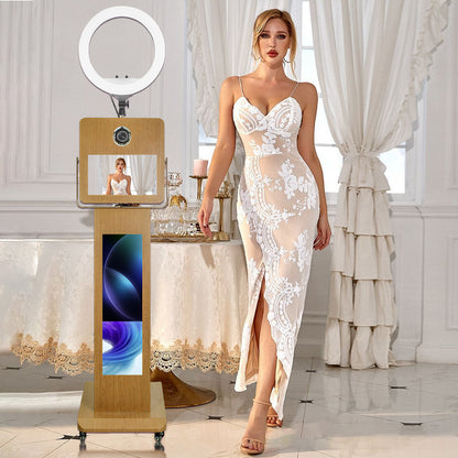 15.6" Mirror Touch Screen Photo Booth Machine 29 Inch LCD Split Screen Photo Booth Selfie Station Shell Stand Photobooth Machine for Events