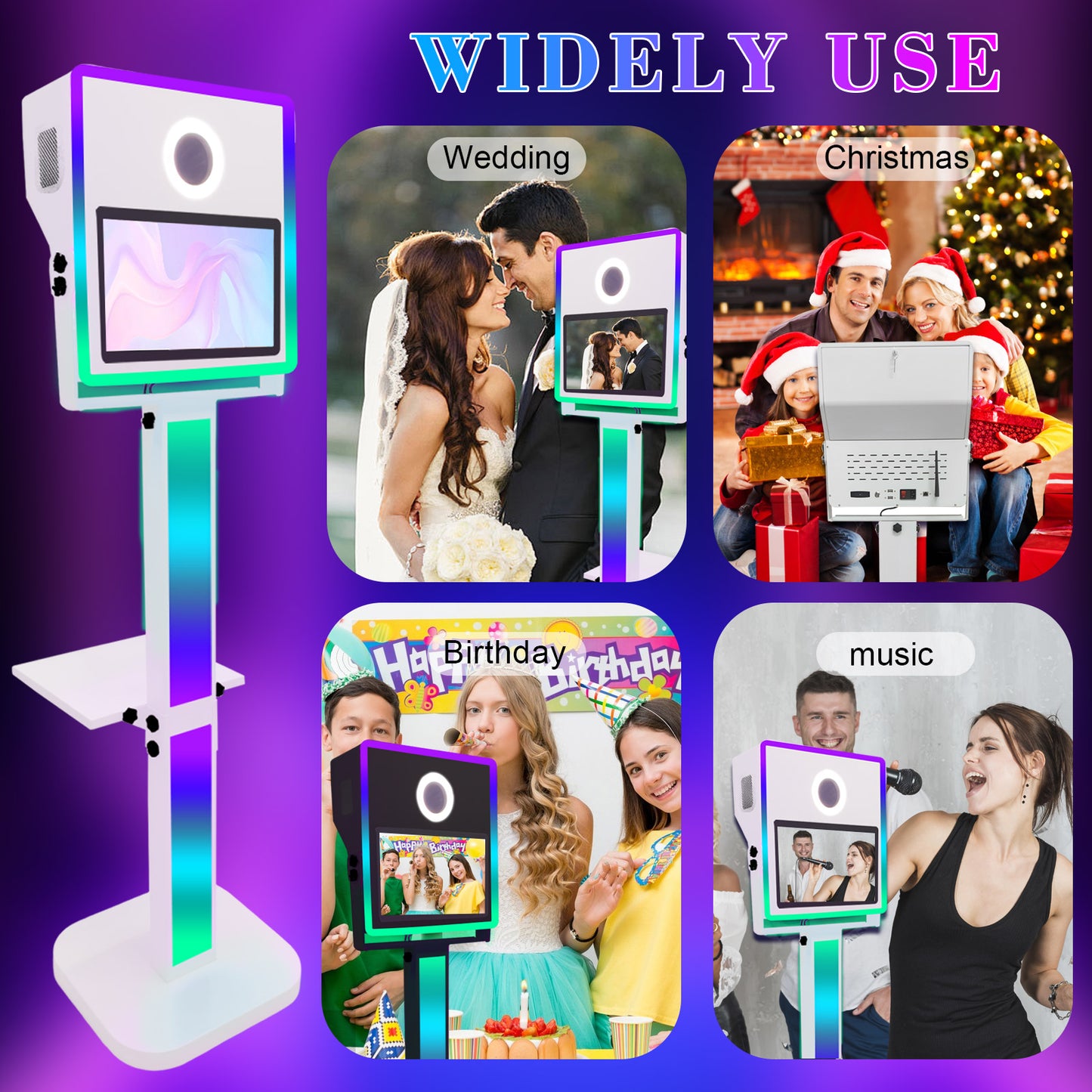 Mirror Photo Booth with Printer and DSLR Camera 15.6 inch Touch Screen Portable Photo Booth Selfie Photobooth Machine RGB Lights for Wedding Party Events Rental Christmas