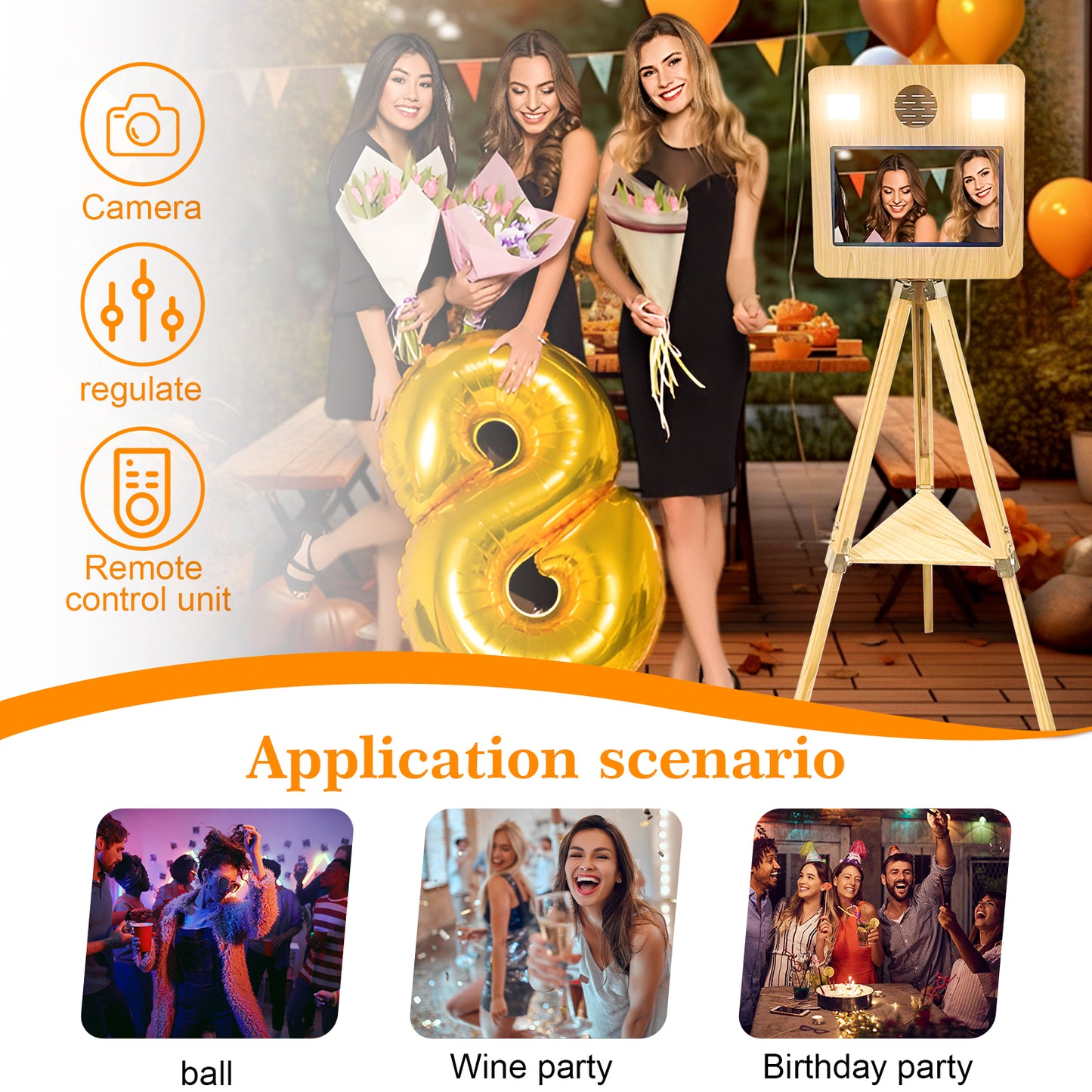 Portable Magic Mirror Photo Booth 15.6 inch Touch Screen DSLR Photobooth Machine with Flight Case for Wedding Party Rental