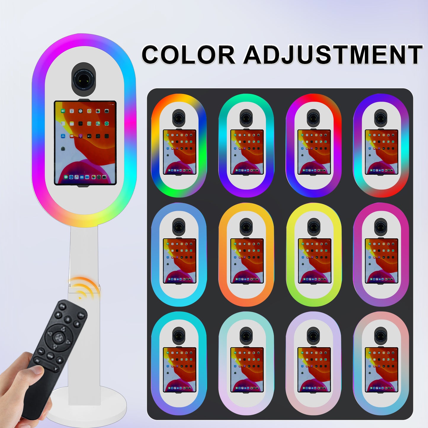 Photo Booth for iPad 10.2" 10.9" 11" 12.9" and for Camera Remote Control Flight Case 2-in-1 Portable Selfie Photobooth Stand for Party Rental Events