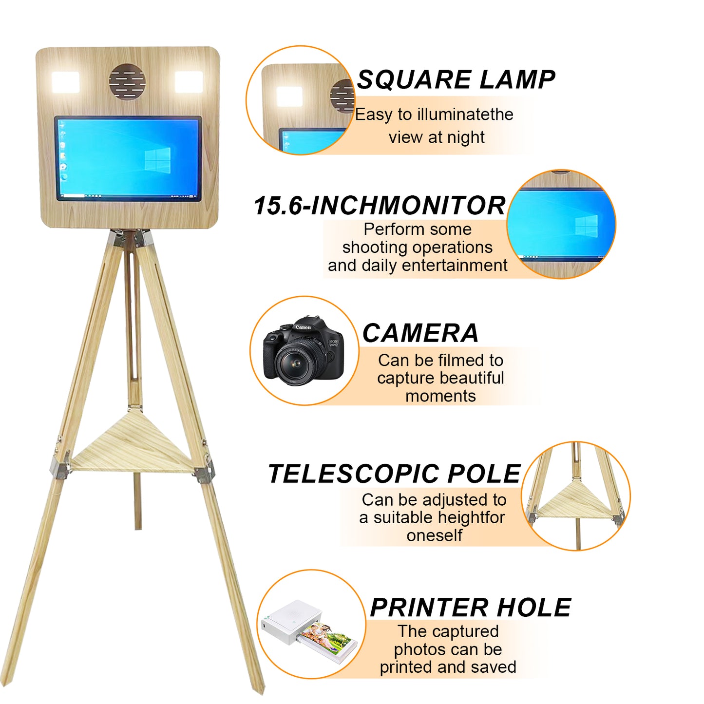 Portable Magic Mirror Photo Booth 15.6 inch Touch Screen DSLR Photobooth Machine with Flight Case for Wedding Party Rental
