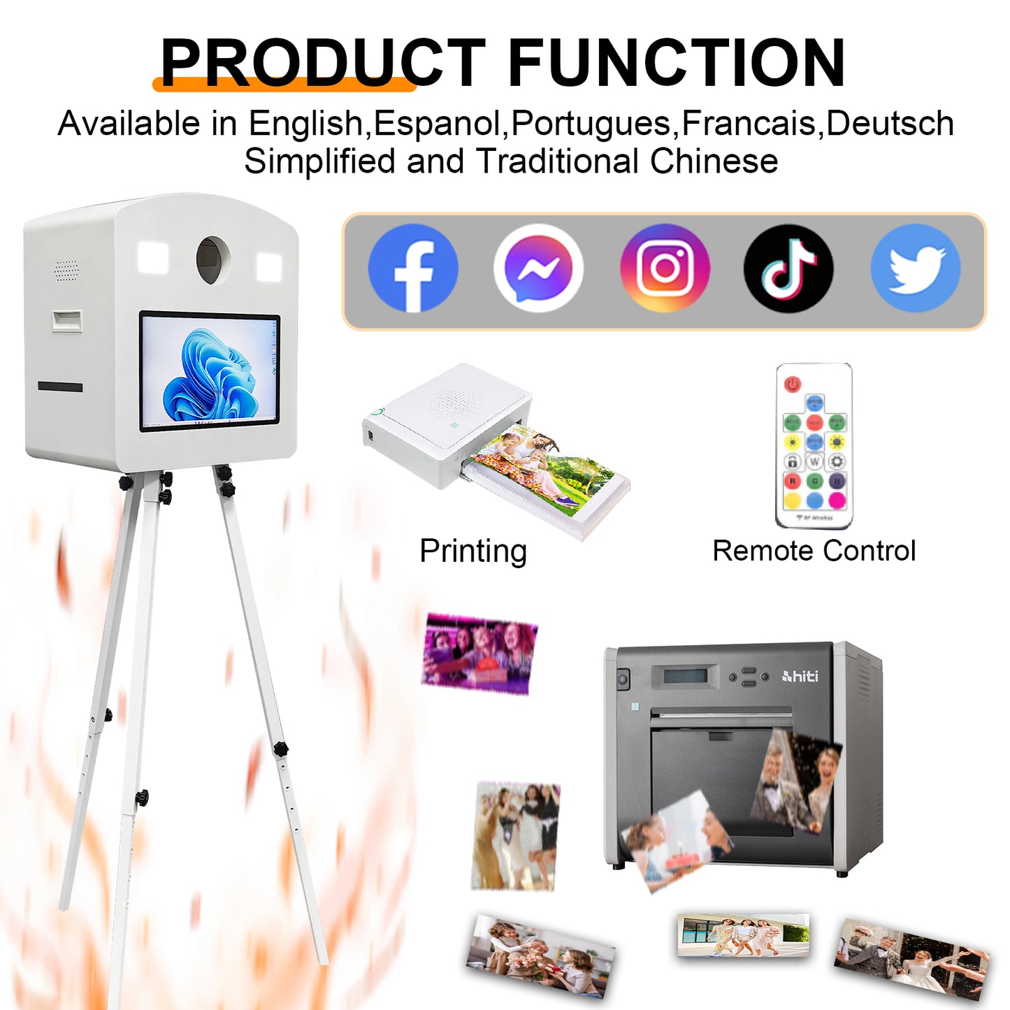 Portable Magic Mirror Photo Booth 15.6 inch Touch Screen DSLR Photobooth Machine with Flight Case for Wedding Party Rental
