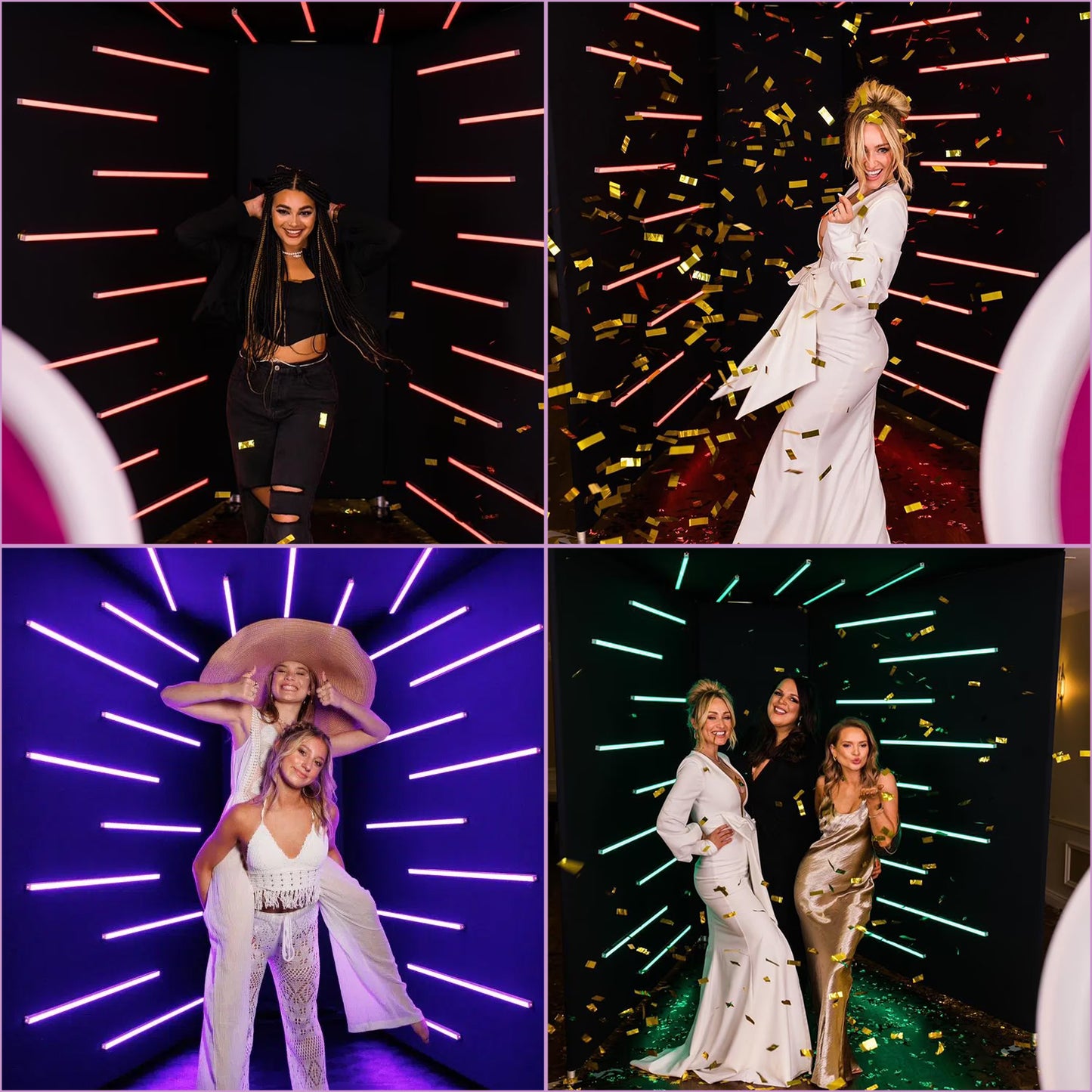 Photobooth Backdrop Photo Booth Enclosure Wall Backdrops Customized Logo 8FT Video Selfie Rotating Background with 23 PCS LED Light Stand for Rental Wedding Party