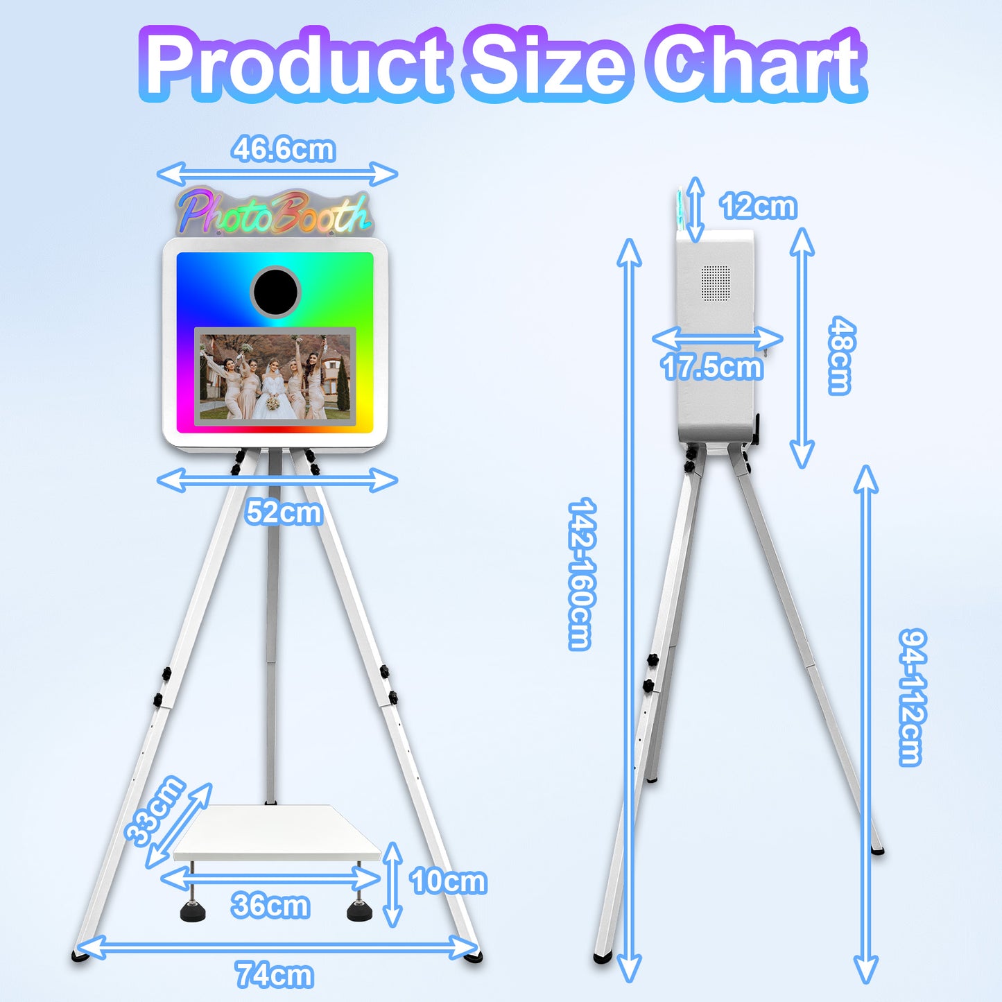 Cabina de fotos con espejo mágico, estuche de transporte y luz de relleno cuadrada. Máquina de fotomatón con espejo móvil de 65 pulgadas y pantalla táctil de 32 y 43 pulgadas para eventos, fiestas, bodas y alquiler.