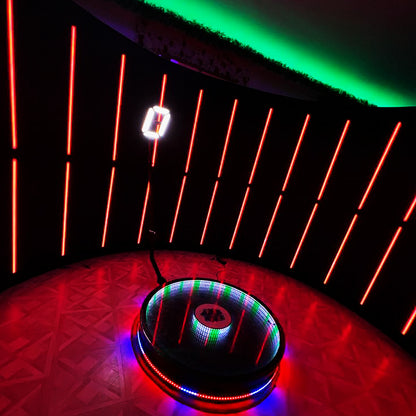 360 Photobooth Backdrop Photo Booth Enclosure Wall Backdrops Customized Logo 10FT Video Selfie Rotating Background with 32 PCS LED Light Stand for Rental Wedding Party