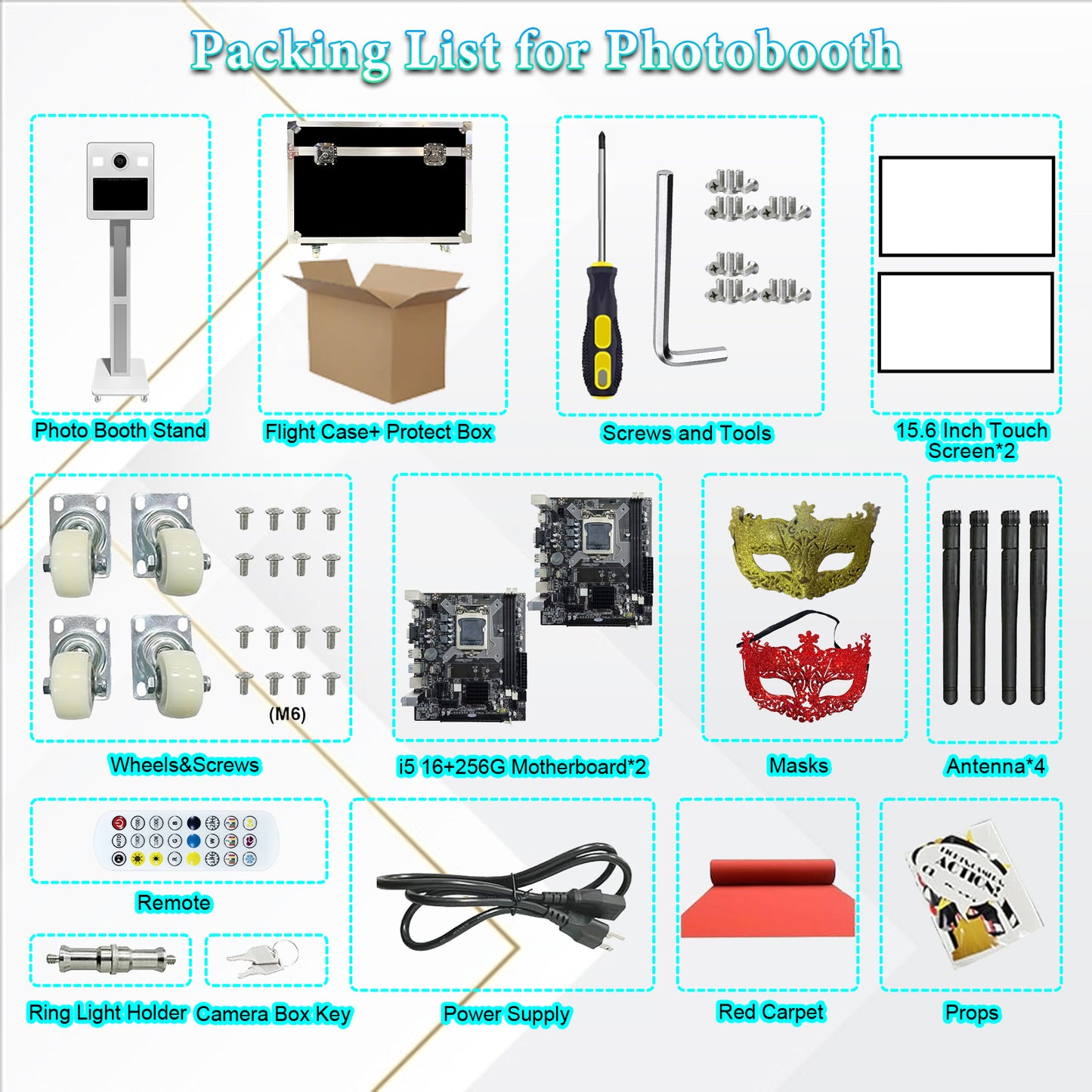 Cabina de fotos con espejo, impresora y cámara DSLR, pantalla táctil de 15,6 pulgadas, portátil, para selfies, luces RGB, ideal para bodas, fiestas, eventos, alquileres navideños.