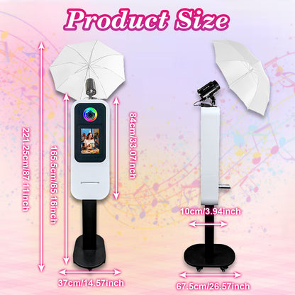 Cabina de fotos portátil para iPad de 10.2", 11" y 12.9". Control por app. Carcasa con soporte compatible con iPad. Carcasa para selfies con cámara DSLR y luz de anillo para fiestas de cumpleaños.