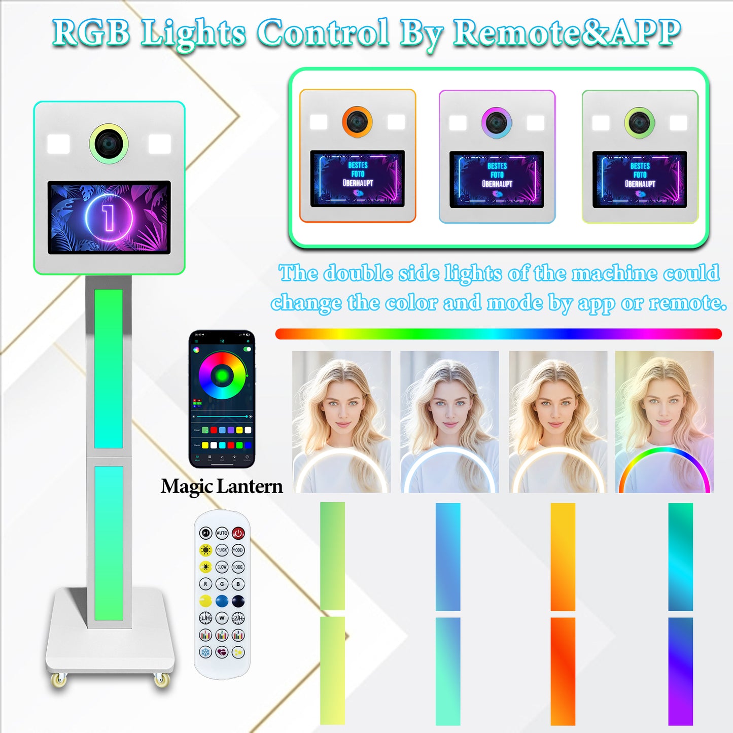 Cabina de fotos con espejo, impresora y cámara DSLR, pantalla táctil de 15,6 pulgadas, portátil, para selfies, luces RGB, ideal para bodas, fiestas, eventos, alquileres navideños.
