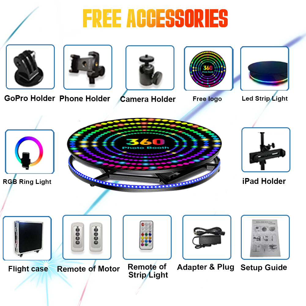 Camera 360 Photo Booth Cabin 360 Photobooth Automatic Rotating Selfie Machine Spinning Video Booth for Party Events