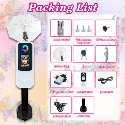 Cabina de fotos portátil para iPad de 10.2", 11" y 12.9". Control por app. Carcasa con soporte compatible con iPad. Carcasa para selfies con cámara DSLR y luz de anillo para fiestas de cumpleaños.