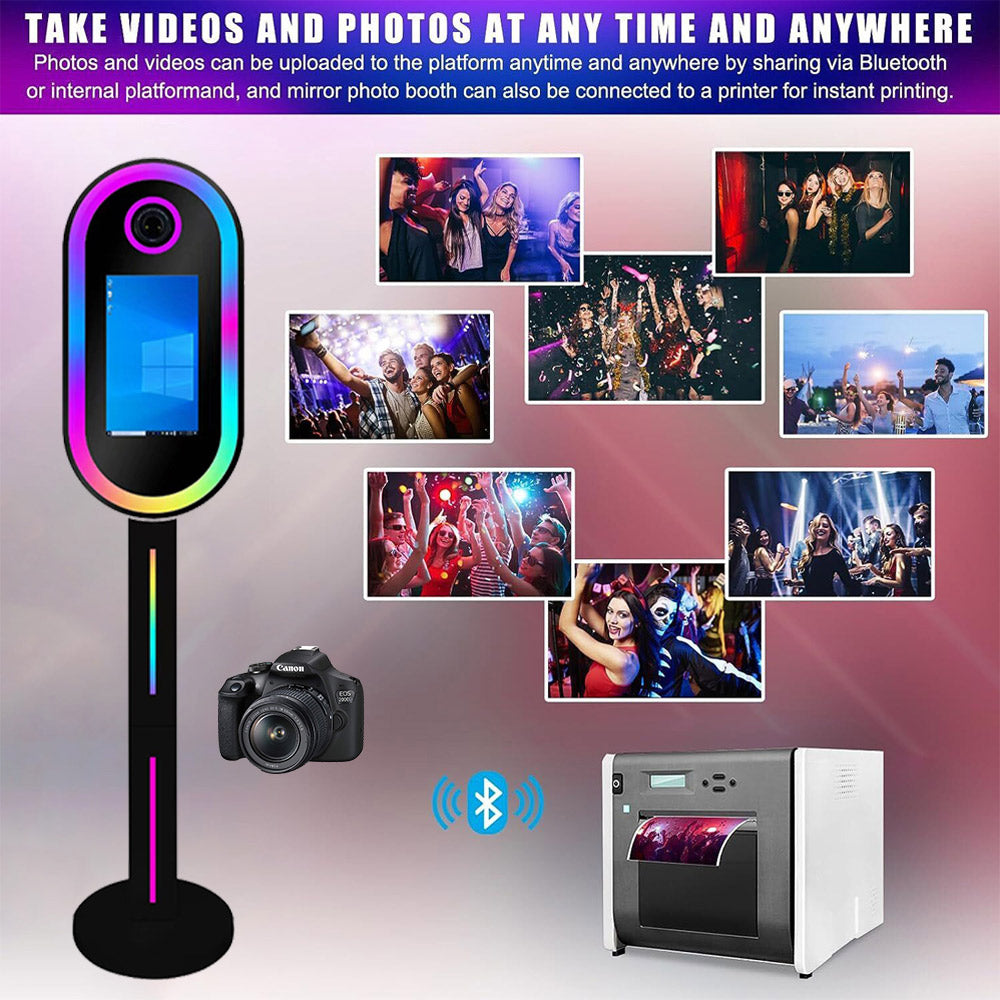 Magic Mirror Photo Booth 15.6 Inch with RGB Light, DSLR Photobooth Machine Selfie Portable Touch Screen with Flight Case for Wedding Party Events