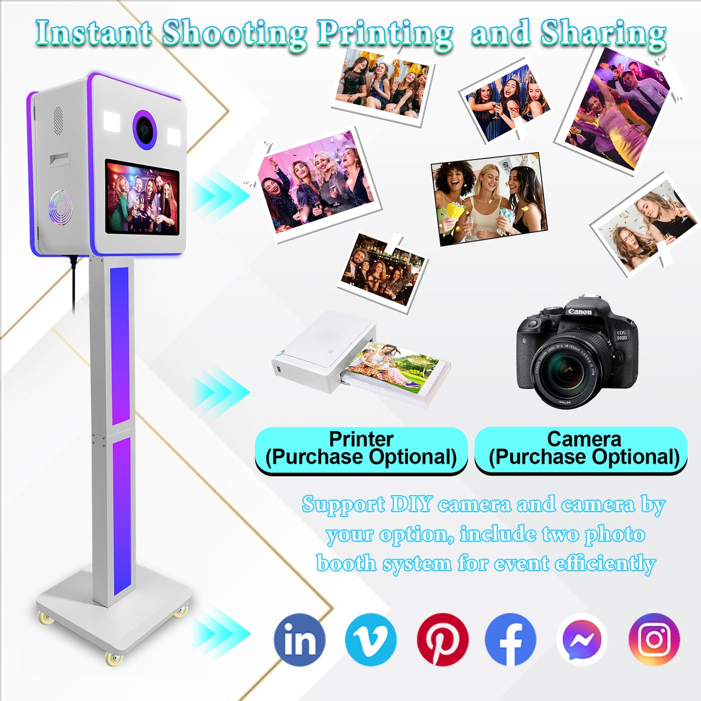 Cabina de fotos con espejo, impresora y cámara DSLR, pantalla táctil de 15,6 pulgadas, portátil, para selfies, luces RGB, ideal para bodas, fiestas, eventos, alquileres navideños.