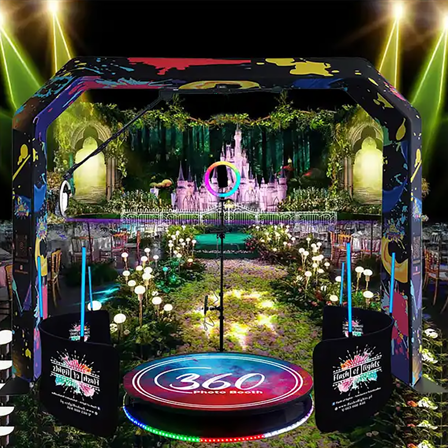 Sky Overhead 360 Photo Booth for Big Parties with Software Remote Remote Control Rotating 360-Degree Full Body Spin with Ring Light and Stand for up to 15 People