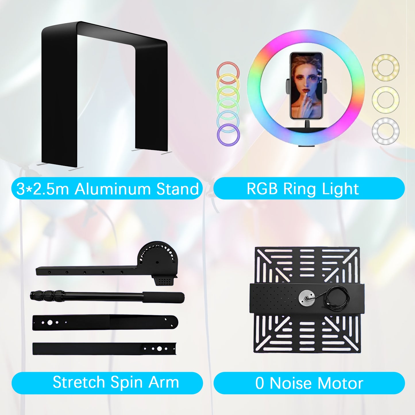 Automatic 360 Spin Camera Booth Sky 360 Photo Booth Machine Remote Control Free Custom Logo Overhead 360 Slow Motion Photo Booth for 7-15 Persons