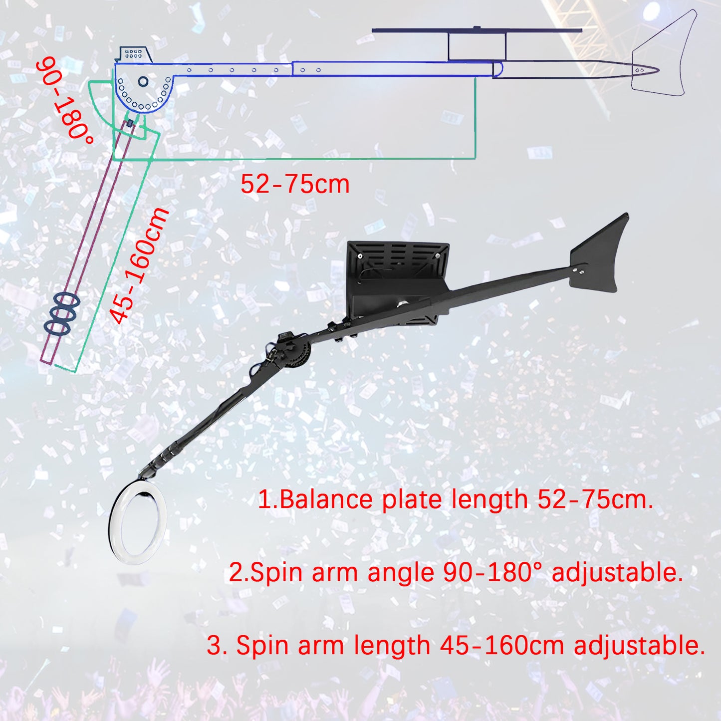 Automatic 360 Spin Camera Booth Sky 360 Photo Booth Machine Remote Control Free Custom Logo Overhead 360 Slow Motion Photo Booth for 7-15 Persons