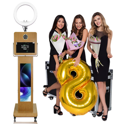 15.6" Mirror Touch Screen Photo Booth Machine 29 Inch LCD Split Screen Photo Booth Selfie Station Shell Stand Photobooth Machine for Events