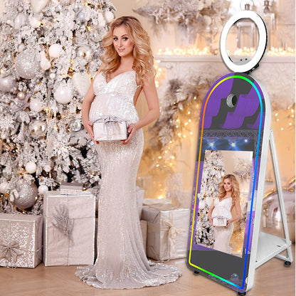 Portable 32/43 Inch Touch Screen Magic Mirror Booth Machine Flight Case Packing Mirror Photo Booth Selfie 65 Inch Photobooth for Weddings Parties Events